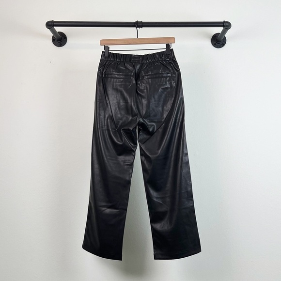 NWT Mother The Skippety Ankle Faux Leather Pants in Wax On, Wax Off Black - Picture 7 of 8